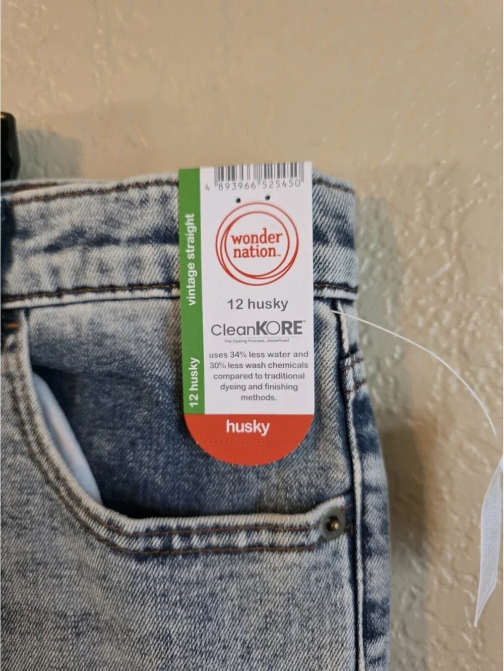 Wonder Nation Boys Straight Jeans 12 Husky Light Wash Blue Denim 12 Husky